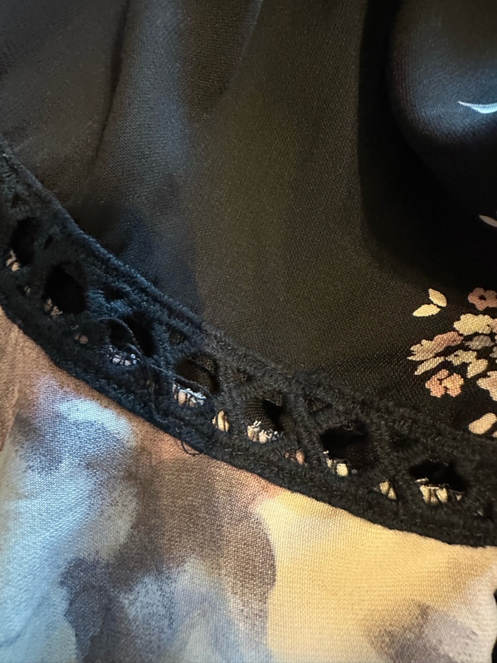 Ariella Black Off-Shoulder Floral Blouse with Bell Sleeves - Picture 2 of 4